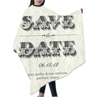 Personality  Vector Vintage Save The Date Card Hair Cutting Cape