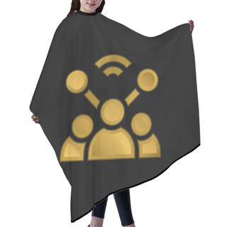 Personality  Account Gold Plated Metalic Icon Or Logo Vector Hair Cutting Cape