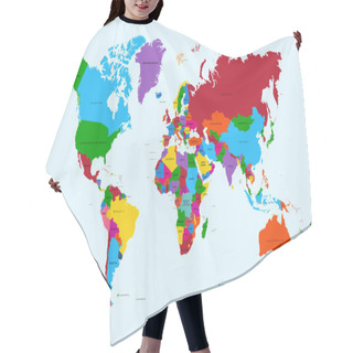 Personality  World Map, Colorful Countries Atlas EPS10 Vector File. Hair Cutting Cape