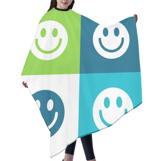 Personality  Big Smiley Face Flat Four Color Minimal Icon Set Hair Cutting Cape