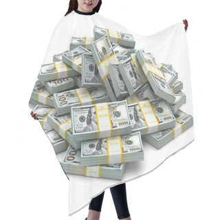 Personality  Heap Of Packs Of Dollars. Lots Of Cash Money. Hair Cutting Cape
