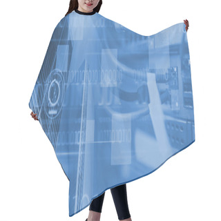 Personality  Blue Technology Design With Binary Code Hair Cutting Cape
