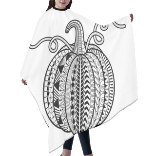 Personality  Pumpkin Isolated On White Background. Perfect For Adult Antistress Coloring Page, T Shirt Print, Logo Or Tattoo With Doodle, Invitation, Greeting Card. Hair Cutting Cape