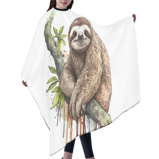 Personality  Watercolor Sloth Vector Illustration Hair Cutting Cape