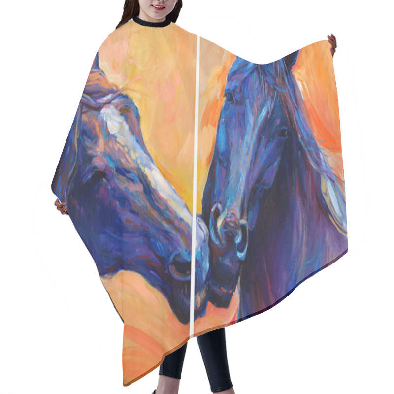 Personality  Blue horses hair cutting cape