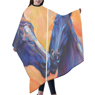 Personality  Blue Horses Hair Cutting Cape