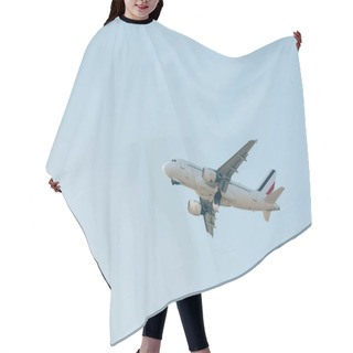 Personality  Low Angle View Of Flight Departure Of Airplane In Clear Sky Hair Cutting Cape