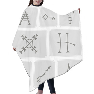 Personality  Set Of Monochrome Icons With Medieval Alchemical Signs Of Grimoire Magic Book For Your Design Hair Cutting Cape