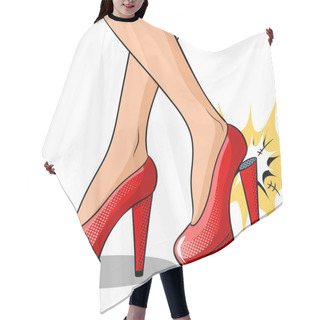 Personality  Woman Broke Heel On Her Red Shoes Pop Art Vector Hair Cutting Cape