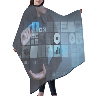 Personality  Website Designer Working With The New Computer Interface As Desi Hair Cutting Cape
