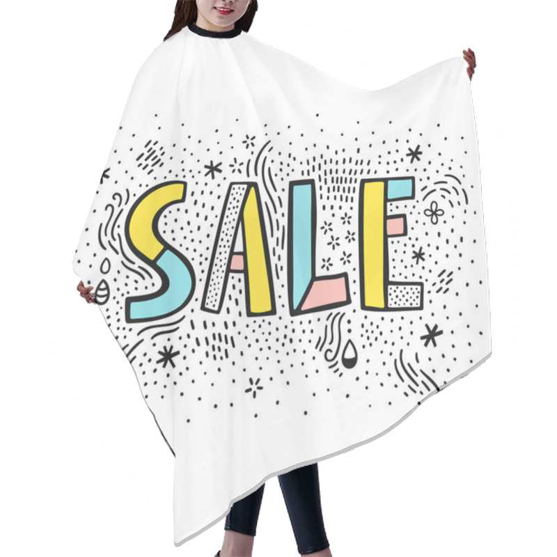 Personality  Sale Doodle Sign On White Background Hair Cutting Cape