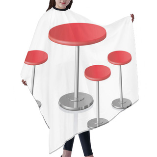 Personality  Big Disk Shape Pale Grey Stylish 3d Padded Board And Pews Stand On One Shiny Foot On Light Background. Club Rest Trendy Retro Design. Closeup Side View With Space For Text Hair Cutting Cape