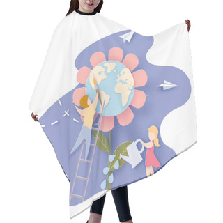 Personality  Children Caring For The Earth Flower Blue Sky Hair Cutting Cape