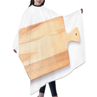 Personality  Wooden Cutting Board Isolated On White Background. Top View Hair Cutting Cape