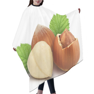 Personality  Hazelnuts And Leaves Isolated On White Background Hair Cutting Cape