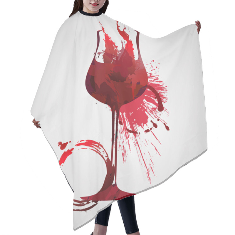 Personality  Glass Of Wine Made Of Colorful Splashes Red Hair Cutting Cape