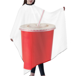 Personality  Red Disposable Cup For Beverages With Straw Hair Cutting Cape