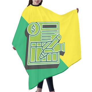 Personality  Bank Statement Green And Yellow Modern 3d Vector Icon Logo Hair Cutting Cape