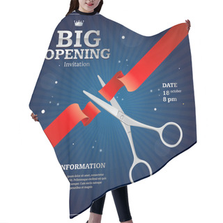 Personality  Grand Opening Invitation Card. Vector Hair Cutting Cape