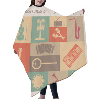 Personality  Musical Equipment. Retro Vector Icons Hair Cutting Cape