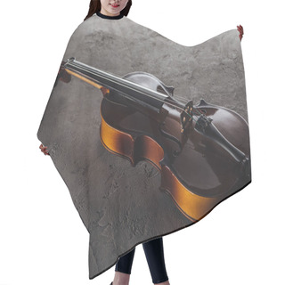 Personality  Wooden Classic Violoncello In Darkness On Textured Surface Hair Cutting Cape