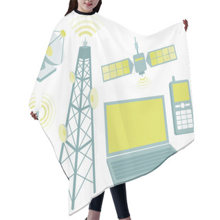Personality  Telecommunication Equipment Icon Set Hair Cutting Cape