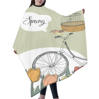 Personality  Spring Garden, Tulips And Bike, Design Card Hair Cutting Cape