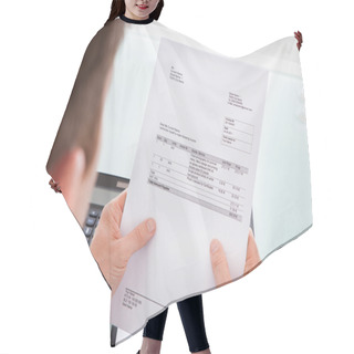 Personality  Businessman Holding Invoice Paper Hair Cutting Cape