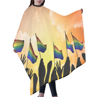 Personality  People Holding Gay Pride Symbol Flag Hair Cutting Cape
