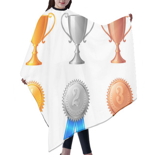 Personality  Trophy Cups And Medals. Hair Cutting Cape