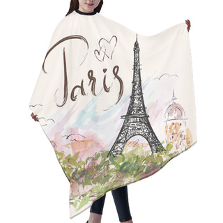 Personality  Illustration With Eiffel Tower, Paris Hair Cutting Cape