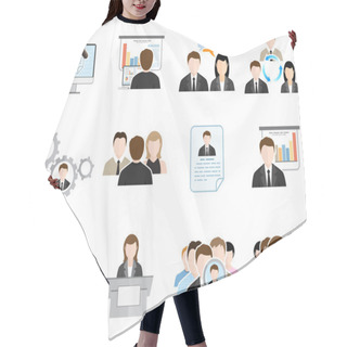 Personality  Business Flat Icons Set Hair Cutting Cape