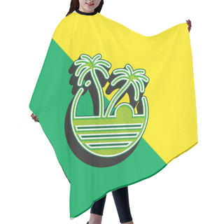 Personality  Beach Green And Yellow Modern 3d Vector Icon Logo Hair Cutting Cape