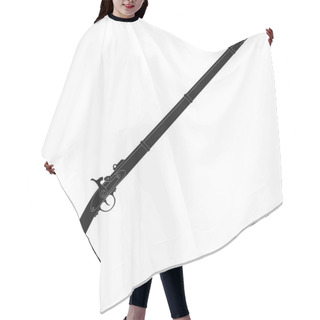 Personality  Vector Monochrome Icon With Antique Rifle Hair Cutting Cape