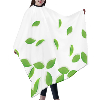Personality  Falling Green Leaves. Fresh Tea Neat Leaves Flying Hair Cutting Cape
