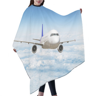 Personality  A Passenger Plane Flying Above The Clouds In The Sky Hair Cutting Cape