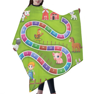 Personality  Vector Illustration Of Snakes And Ladders Game Farm Theme Hair Cutting Cape