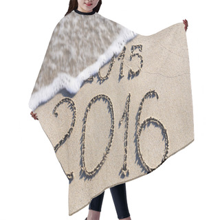 Personality  Happy New Year 2016 Replace 2015 Concept On The Sea Beach Hair Cutting Cape