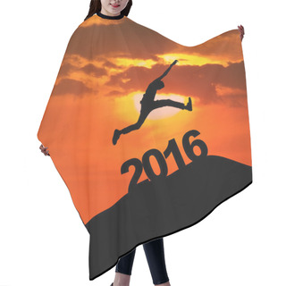 Personality  Man Jumping Over 2016 Number At Hill Hair Cutting Cape