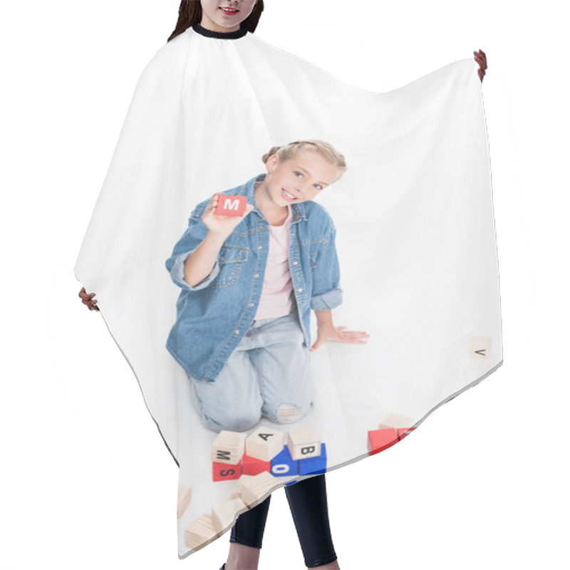 Personality  Child With Aphabet Block Hair Cutting Cape