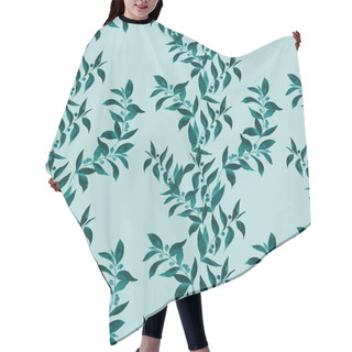 Personality  Watercolor Seamless Pattern With Green Branches. Monochrome Summer Or Spring Print For Any Purposes. Vintage Natural Pattern. Organic Background. Hair Cutting Cape