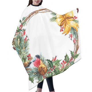 Personality  Raster Watercolor Christmas Wreath Hair Cutting Cape