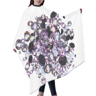 Personality  Many Small Purple Diamond (jewel) Stones Heap Isolated On White Hair Cutting Cape