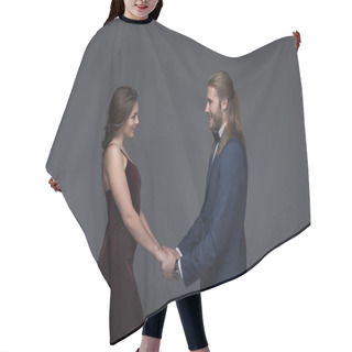 Personality  Sweethearts In Evening Outfit Holding Hands Hair Cutting Cape