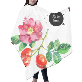 Personality  Hand Drawn Watercolor Painting Rosehips Hair Cutting Cape