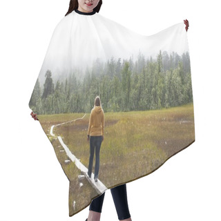 Personality  A Woman Walking On A Path Hair Cutting Cape