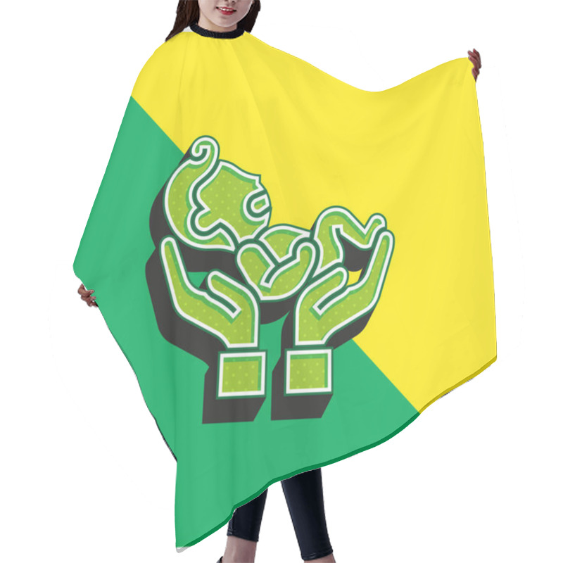 Personality  Baby Green and yellow modern 3d vector icon logo hair cutting cape