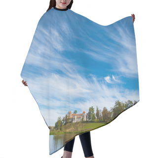 Personality  Sunny Day, An Old Castle And Lake, Blue Sky With Clouds Hair Cutting Cape