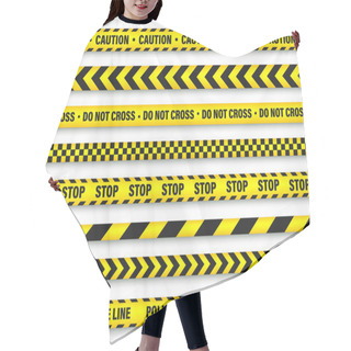 Personality  Yellow And Black Barricade Construction Tape. Police Warning Line. Brightly Colored Danger Or Hazard Stripe. Vector Illustration. Hair Cutting Cape