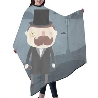 Personality  Vector Grunge Background With Gentleman. Hair Cutting Cape